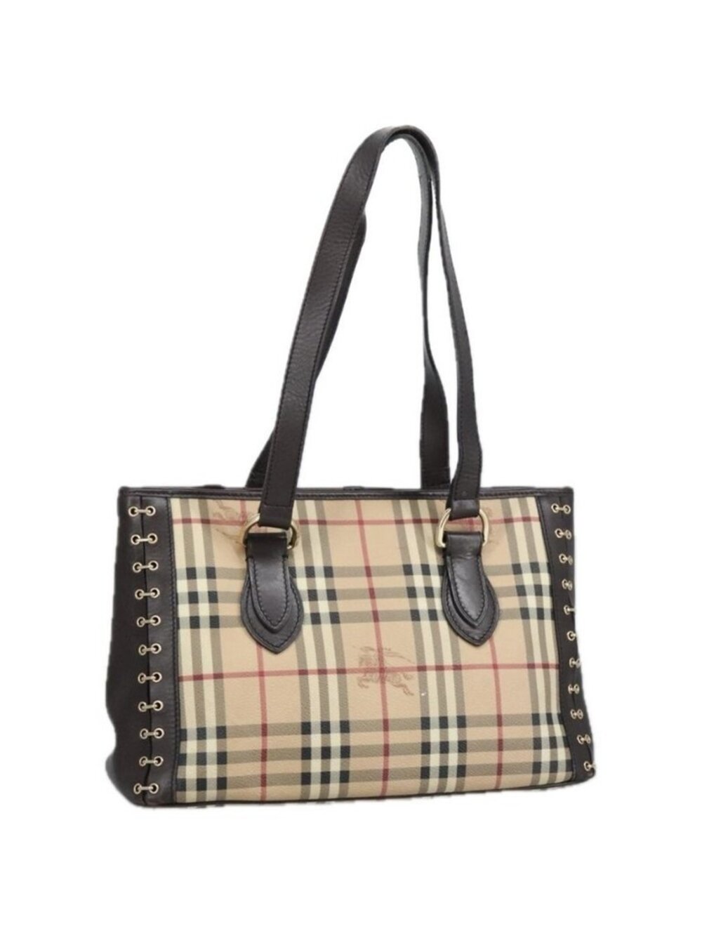 Authentic BURBERRY Nova Check Shoulder Bag PVC Beige